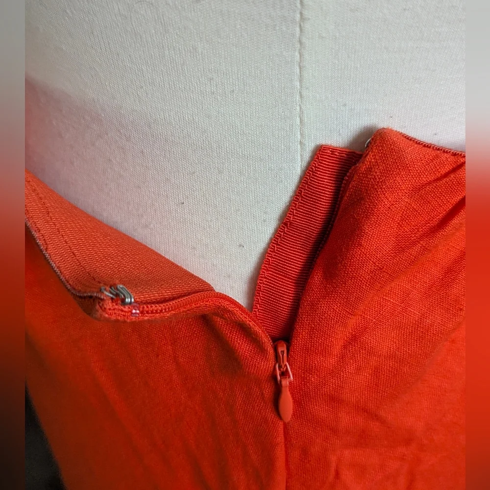 Orange 100% Linen Asymmetrical Maxi Skirt Summer Spring Resort Lightweight - Picture 9 of 13